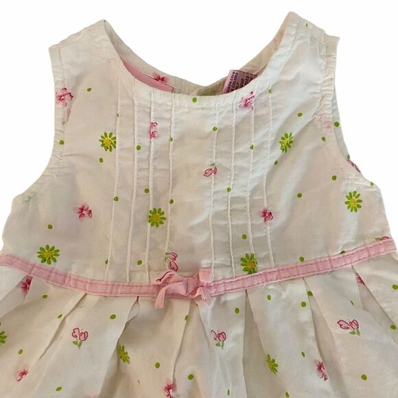 Vintage Floral Cotton Dress pink Green White  2T - Picture 3 of 6